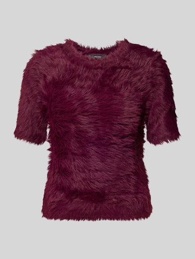 Vero Moda Regular Fit Strickpullover in Kunstfell-Optik Modell 'FLUFFY' Bordeaux 2