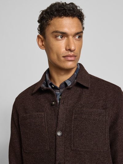 Barbour Regular fit overhemdjack met wol, model 'MARLOW' Donkerbruin - 3