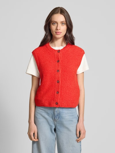 Marc O'Polo Regular Fit Strickweste aus Bouclé-Baumwoll-Mix Orange 4