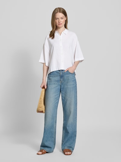 Vero Moda Bluzka koszulowa o kroju regular fit z mieszanki lnu i wiskozy model ‘LINN’ Złamany biały 1