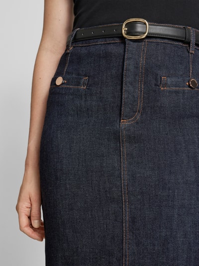 Self-Portrait Midirock in Denim-Optik Dunkelblau 3