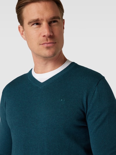 Tom Tailor Strickpullover mit V-Ausschnitt Petrol 3