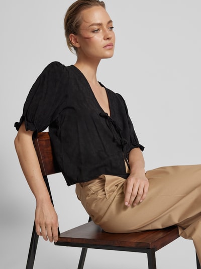 Sisters Point Blouse met ballonmouwen, model 'ENILA' Zwart - 3