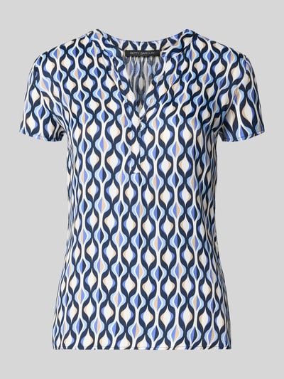 Produktfoto, Blusenshirt aus Viskose im Allover-Look von Betty Barclay in Blau, Weiß und Beige, Regular Fit, V-Ausschnitt, kurze Ärmel