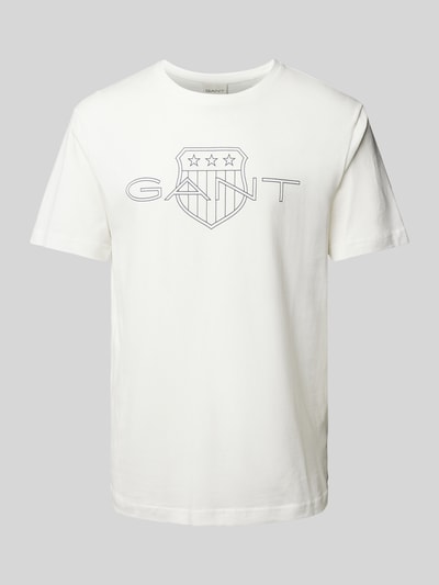 Gant T-shirt met labelprint Offwhite - 2