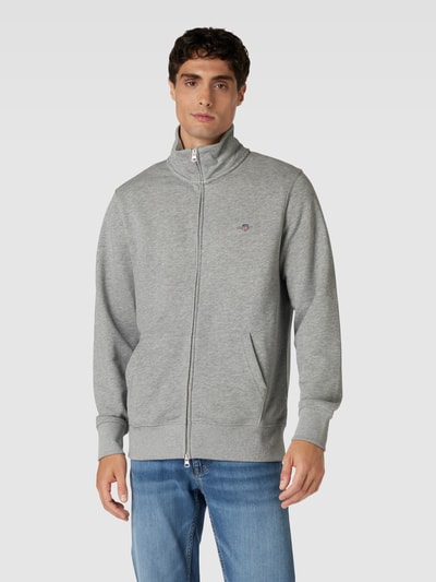 Gant Regular Fit Sweatjacke mit Label-Stitching Silber Melange 4