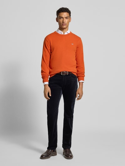 Gant Strickpullover aus reiner Lammwolle mit gerippten Abschlüssen Orange 1