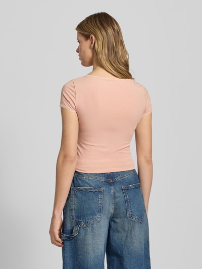 Review Kort T-shirt met V-hals Oudroze - 5