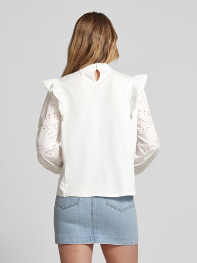 Weekend Max Mara Regular Fit Bluse mit Lochstickerei Modell 'TADDEO' Weiss 5