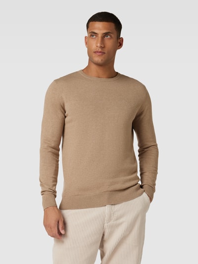 Tom Tailor Strickpullover mit Logo-Stitching Beige 4