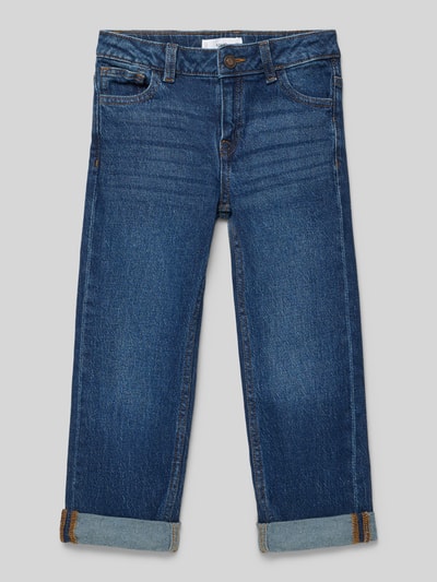 Produktfoto, Jeans mit 5-Pocket-Design von Mango in Dunkelblau, gerader Schnitt, sichtbare Nähte, Baumwoll-Elasthan-Mix, Kindergröße