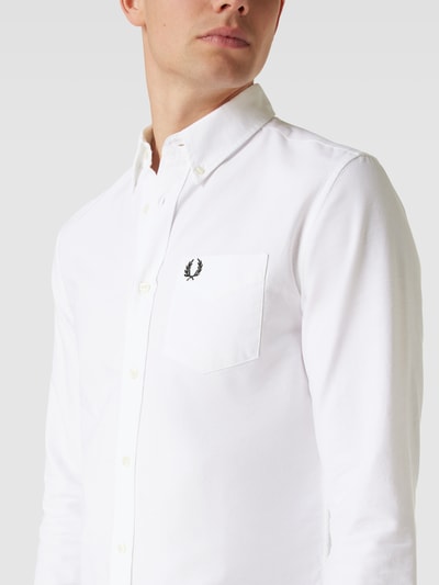 Fred Perry Freizeithemd mit Button-Down-Kragen Modell 'Oxford' Weiss 3