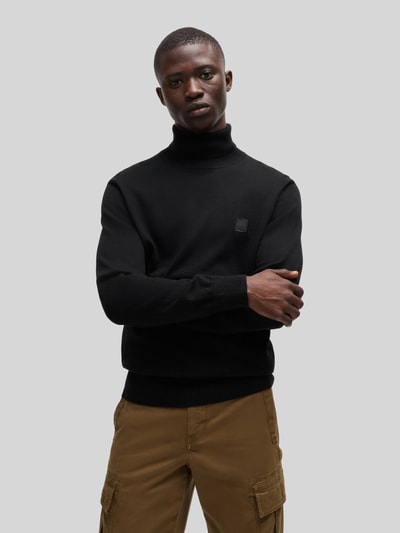 BOSS Orange Regular Fit Rollkragenpullover aus Baumwoll-Kaschmir-Mix Modell 'AKIRO_S' Black 4