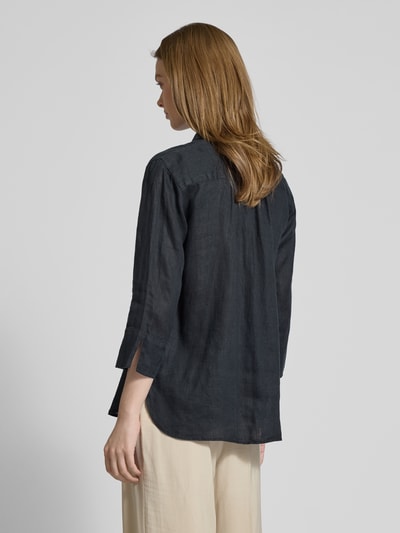 Brax Regular fit linnen blouse met borstzak, model 'Vickie' Zwart - 5