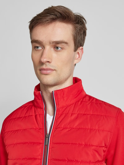 bugatti Sweatjacke mit Kontraststreifen Dunkelrot 3