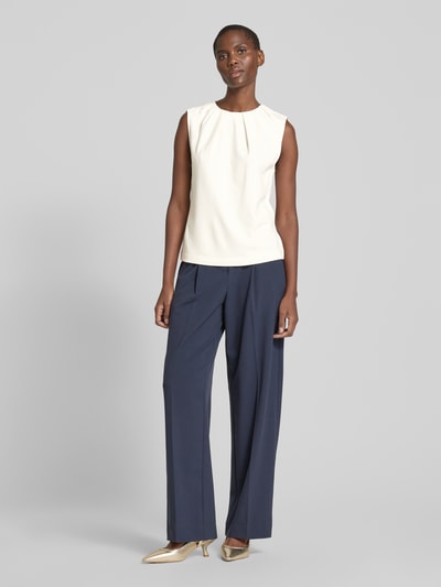 s.Oliver BLACK LABEL Regular fit top van een viscosemix met plooien op de hals Offwhite - 1