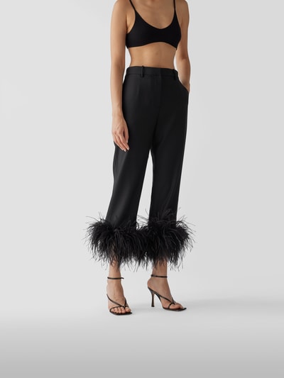 Magda Butrym Wollhose mit Federbesatz Schwarz 4