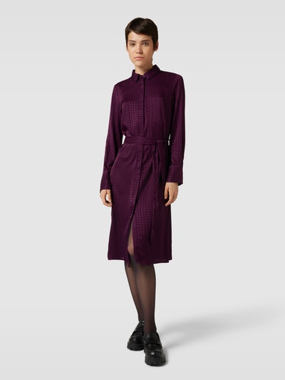 Christian Berg Woman Selection Hemdblusenkleid mit Hahnentrittmuster und Bindegürtel Pflaume 1