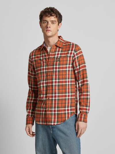 Superdry Slim fit vrijetijdsoverhemd met labelpatch, model 'Lumberjack' Oranje - 4