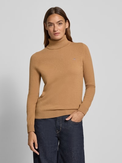 GANT Golf o kroju regular fit z mieszanki wełny model ‘Extrafine’ Piaskowy 4