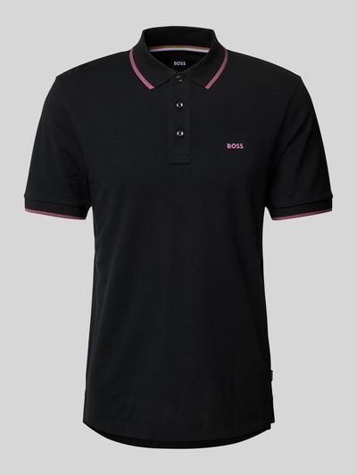 BOSS Poloshirt mit Label-Print Modell 'Parlay' Black 1