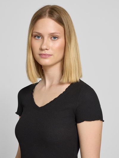 Tom Tailor Denim Regular Fit T-Shirt mit Waffelstruktur Black 3