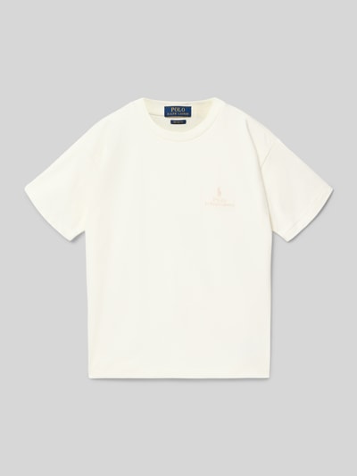 Productfoto, Relaxed Fit T-Shirt aus reiner Baumwolle van Polo Ralph Lauren Teens in uni-look, fijnrib, korte mouw, rondhals, labelprint
