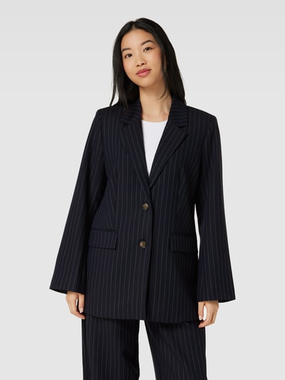 YAS Blazer met krijtstrepen, model 'Pinlou' Marineblauw - 4