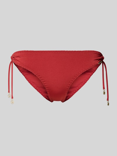 Productfoto, Bikinihose met zij-vetersluiting van Watercult, rood, materiaalmix met stretch, nauwsluitende pasvorm, elastische band