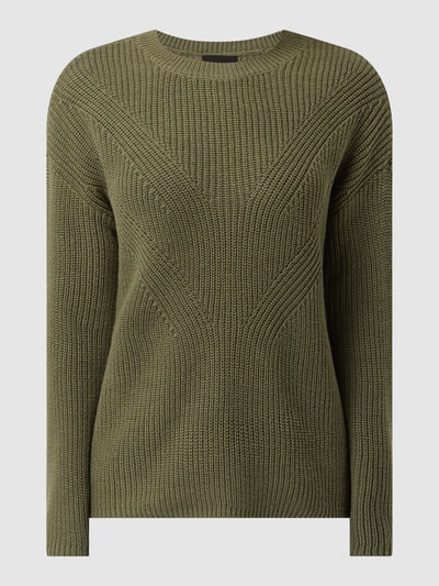 Pieces Pullover met ajourpatroon, model 'Karie' Groen - 2