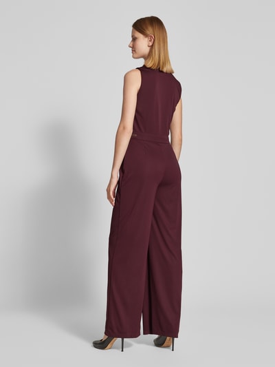 Lauren Ralph Lauren Jumpsuit met tailleriem, model 'NIKELLE' Donkerrood - 5