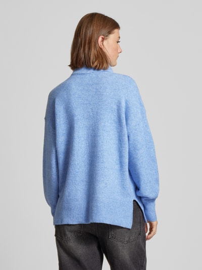 Pieces Rollkragenpullover mit erhabener Naht Modell 'MALOU' Hellblau 5