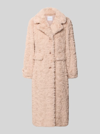 Produktfoto, Mantel mit Reverskragen und Pattentaschen von Rich & Royal in Beige, Faux Fur, Straight Fit, Knopfleiste, strukturierte Textur