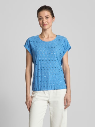 ZABAIONE T-shirt met broderie anglaise Oceaanblauw - 4