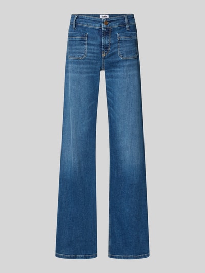 Produktfoto, Wide Leg Jeans mit aufgesetzten Taschen Modell 'Tess' von Cambio, elastischer Baumwoll-Mix, blau, weites Bein, sichtbare Nähte