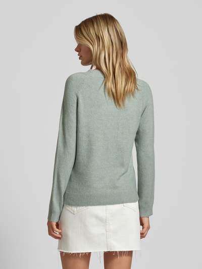 Only Gebreide pullover met ronde hals, model 'RICA' Rietgroen - 5