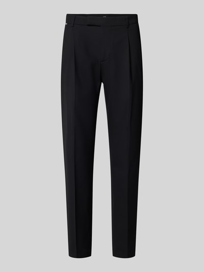 Productfoto, Anzughose met achterzakken model 'SALTO' van Cinque, regular fit, zwarte stof met vouw, mix met viscose, vooraanzicht.