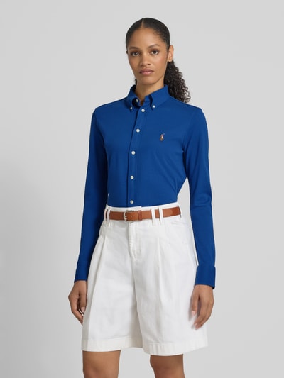 Polo Ralph Lauren Slim fit overhemdblouse met button-downkraag Blauw gemêleerd - 4