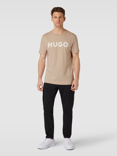 HUGO Regular fit T-shirt met motiefprint en logoprint Beige - 1