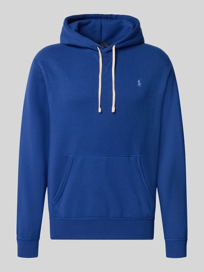 Produktfoto, Regular Fit Hoodie aus Baumwoll-Mix von Polo Ralph Lauren in kräftigem Blau mit Kängurutasche und Kapuze vor grauem Hintergrund