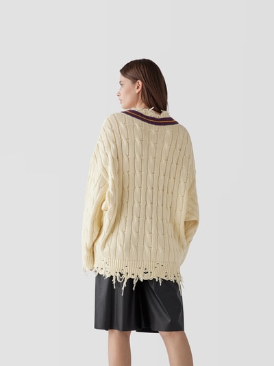 Denimist Pullover mit Zopfmuster Ecru 5