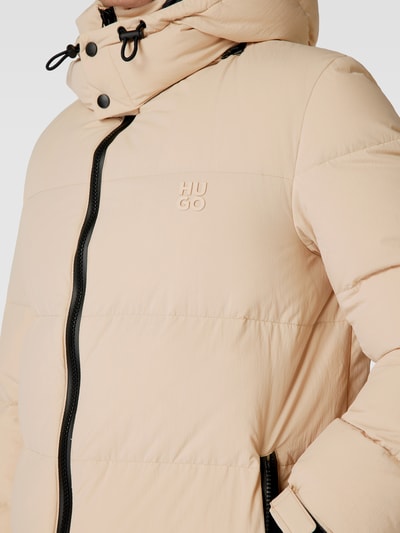 HUGO Gewatteerde lange jas met capuchon, model 'Mikky' Beige - 3