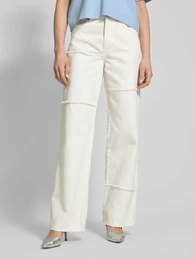 Essentiel Wide Leg Jeans mit Fransen Modell 'Haster' Offwhite 4