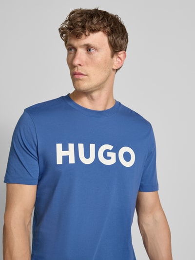 HUGO T-Shirt mit Label-Print Modell 'DULIVIO' Rauchblau 3
