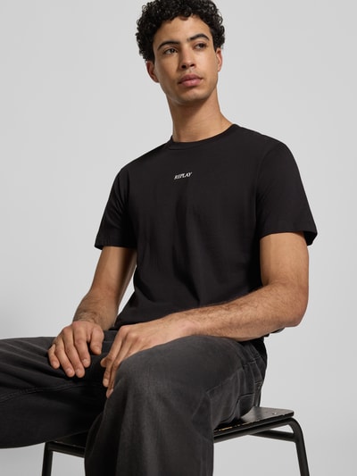 Replay T-shirt o kroju regular fit z nadrukiem z logo Czarny 3