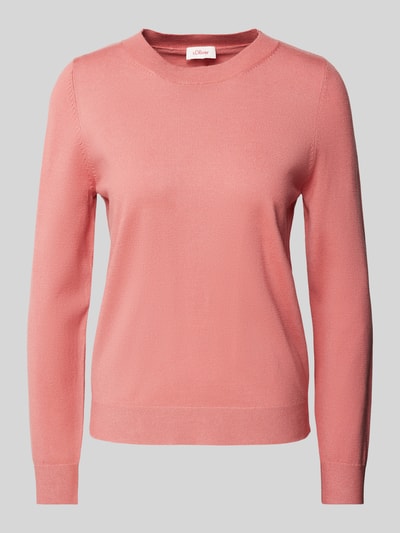 s.Oliver RED LABEL Regular Fit Strickpullover aus Viskose-Mix mit gerippten Abschlüssen Rose 1