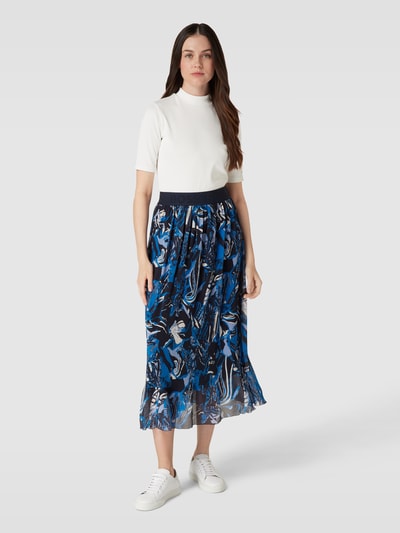 BOSS Black Women Midirok met all-over-motief, model 'Vapliso' Marineblauw - 1