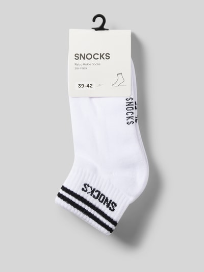 Snocks Socken mit Label-Stitching Modell 'Retro' Weiss 3