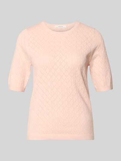 Produktfoto, Regular Fit T-Shirt in Ausbrenner-Optik Modell 'HELEN' von Selected Femme, damski t-shirt, efekt: jednolity kolor, krój regular fit, okrągły dekolt, rękaw o dł. 1/2, zakończenie rękawów: prążkowane, wykończenie: prążkowane, drobny splot, mieszanka wiskozy