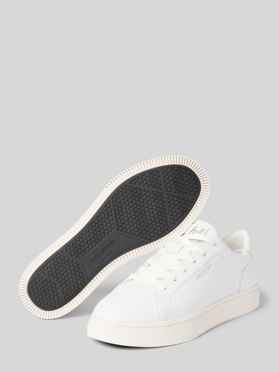 Produktfoto, Sneaker aus Leder mit Label-Detail Modell 'Julien' von HECHTER PARIS in Weiß, Abgerundete-Spitze, Schnürung, Strukturierte Gummisohle, Herren Sneaker, Absatzhöhe: 4 cm, Schafthöhe: 8 cm, Schaftweite: 10 cm